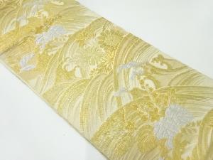 アンティーク　波に菊桐模様織出し袋帯（材料）